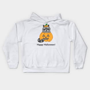 Halloween Pumpkin Raccoon Kids Hoodie